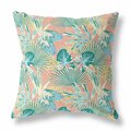 Homeroots 20 in. Tropical Indoor & Outdoor Throw Pillow Light Blue & Peach 414226